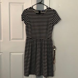 Black white striped dress